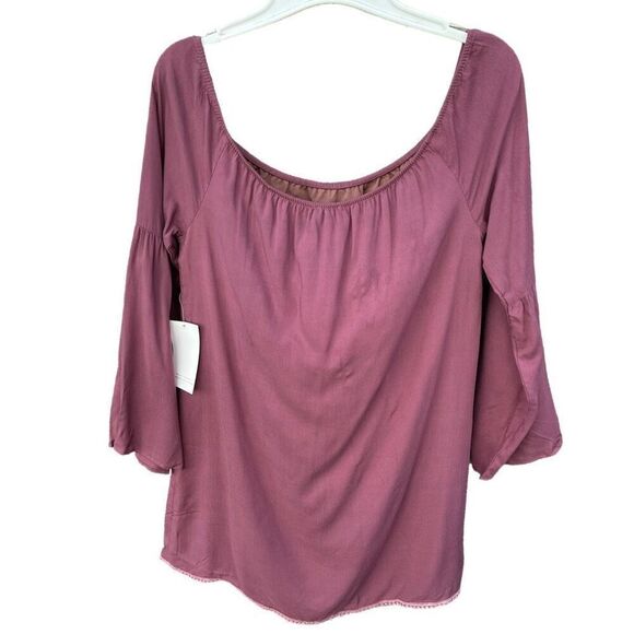NWT TOBI size Medium mauve tunic Pom Pom trim - Picture 1 of 5